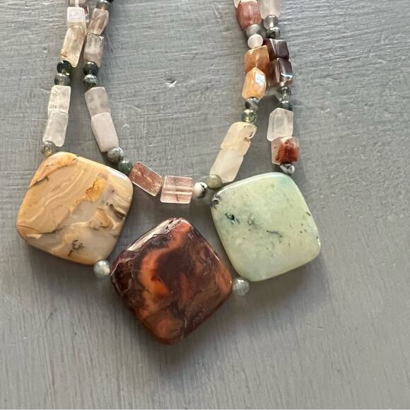 Polished Stones Double Strand Beaded Necklace - Picture 7 of 8